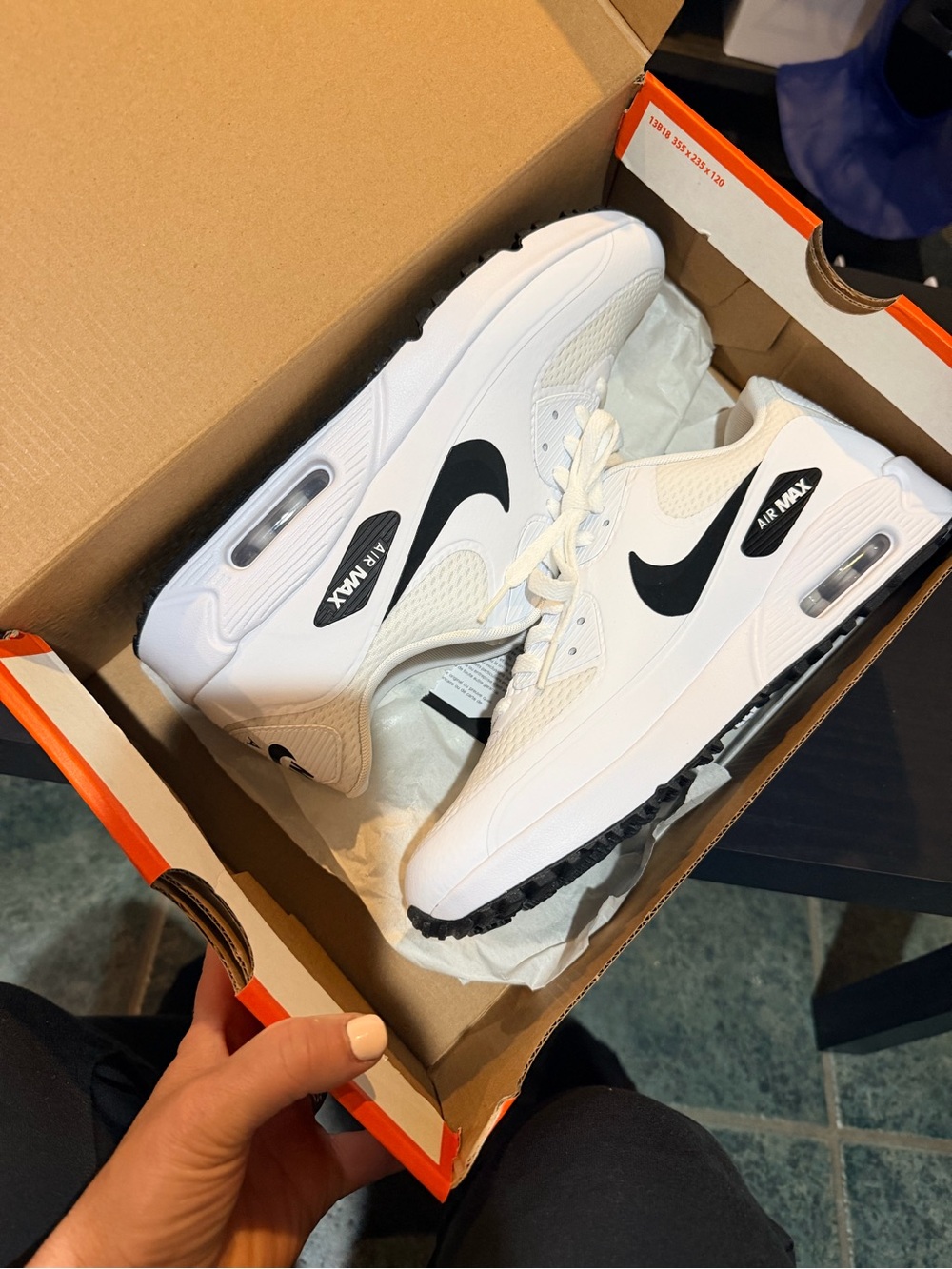 10.5 Nike Air Max Men’s Gold Sneakers in White/Black NWT